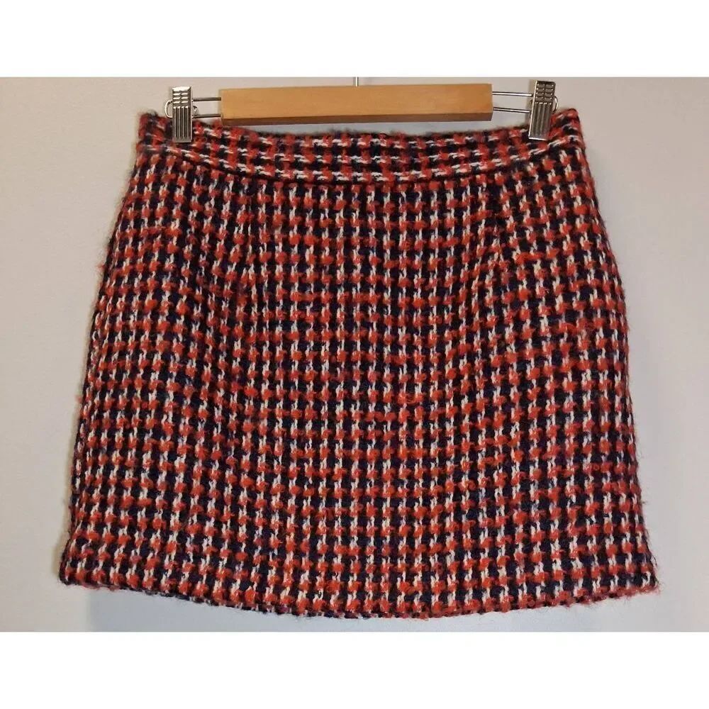 Paul and joe womens eu 38 usa size 6 red blue wool mini skirt preppy academia